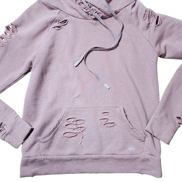 Alo Yoga Distressed Casual Hoodie Pullover Women Size Small - Picture 8 of 11